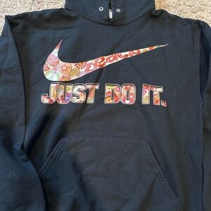 Jerzees Black Sweatshirt with Floral Graphic